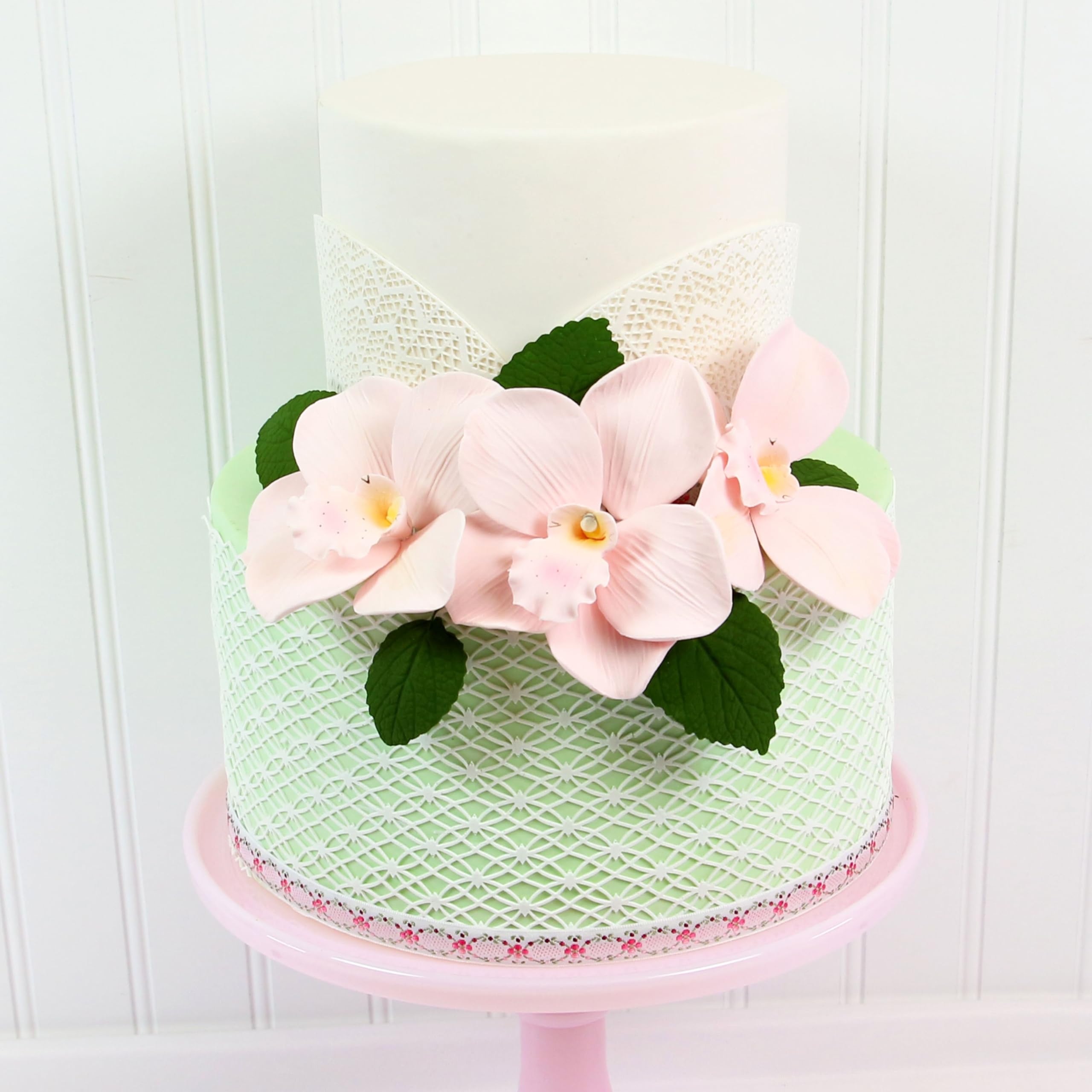 Orchid Sugar Cake Flowers, Cymbidium Orchids, by Global Sugar Art, Large, Pink, 3 Count