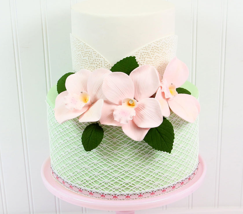 Orchid Sugar Cake Flowers, Cymbidium Orchids, by Global Sugar Art, Large, Pink, 3 Count