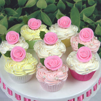 Premium Edible Roses for Cakes and Cupcakes, Sweet Royal Icing Roses, by Global Sugar Art, Pink