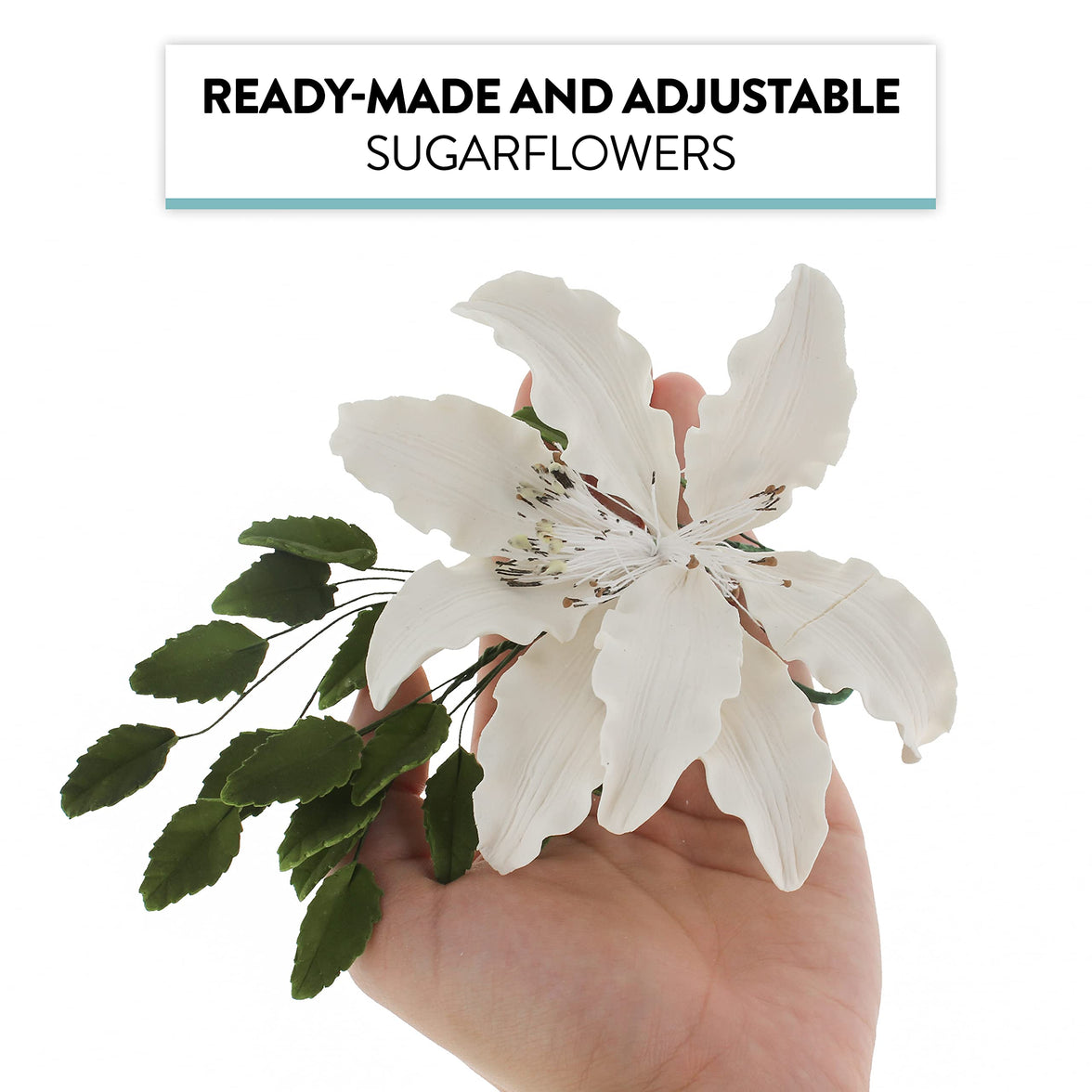 Sugar Lilies, Lily Flower Sprays, Cake Toppers by Global Sugar Art, White Shrine Lily Spray
