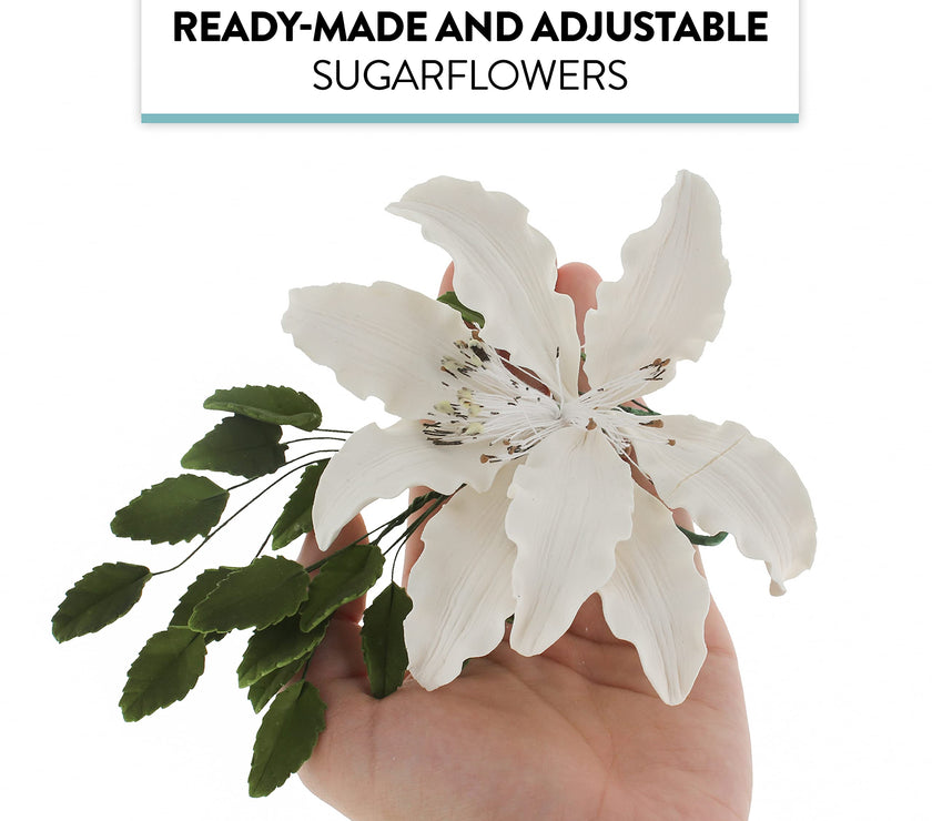 Sugar Lilies, Lily Flower Sprays, Cake Toppers by Global Sugar Art, White Shrine Lily Spray