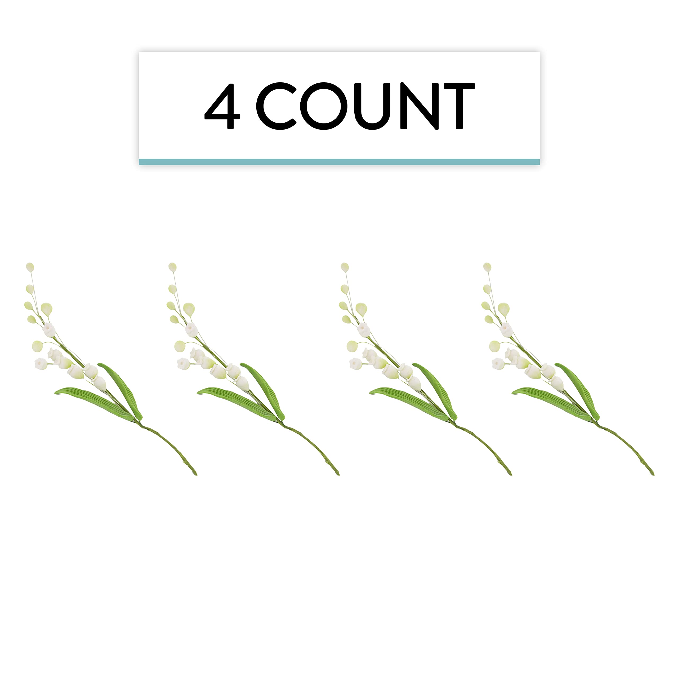 Lily of the Valley Sugar Cake Flower Spray with Leaves, by Global Sugar Art, White