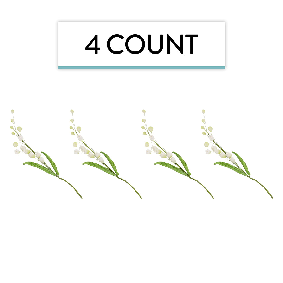 Lily of the Valley Sugar Cake Flower Spray with Leaves, by Global Sugar Art, White