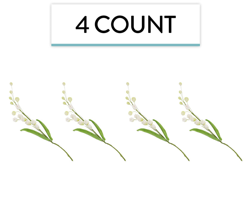 Lily of the Valley Sugar Cake Flower Spray with Leaves, by Global Sugar Art, White