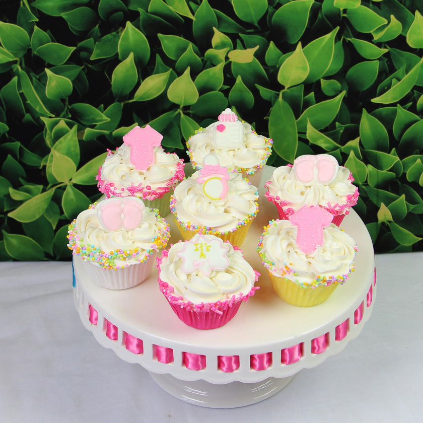 Baby Shower Edible Kosher Royal Icing Decorations for Cakes and Cupcakes, by Global Sugar Art, Baby Girl