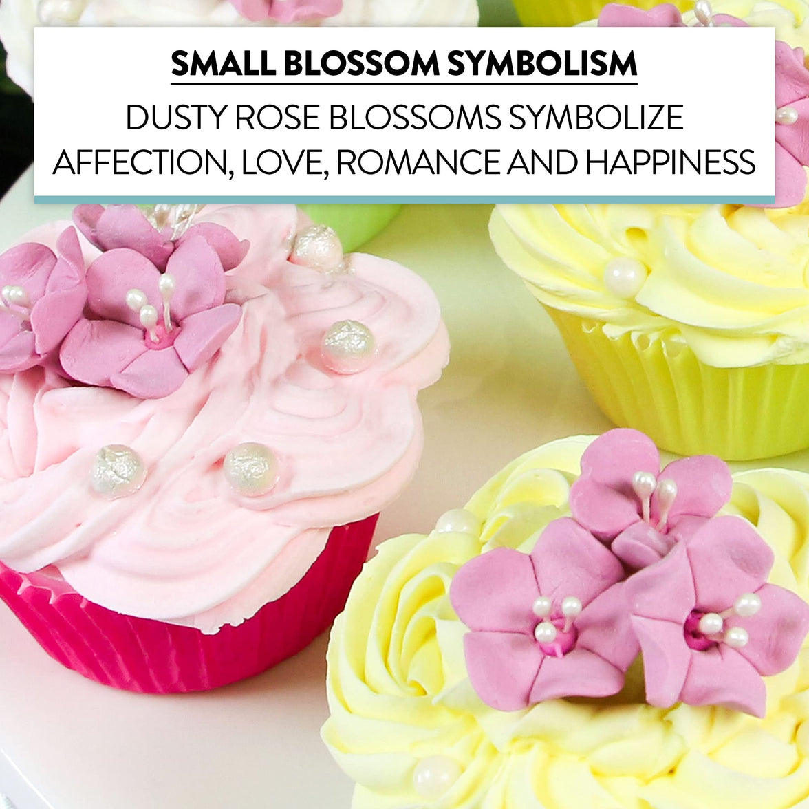 Global Sugar Art Blossom Sugar Cake Flowers with Pearl Stamens, Dusty Rose, by Chef Alan Tetreault