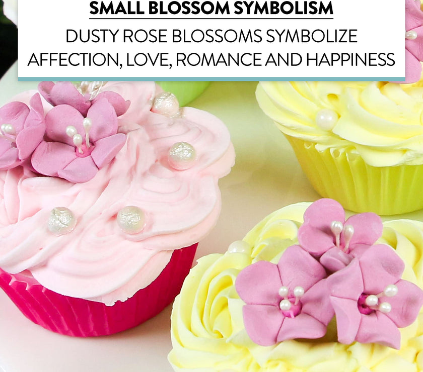 Global Sugar Art Blossom Sugar Cake Flowers with Pearl Stamens, Dusty Rose, by Chef Alan Tetreault