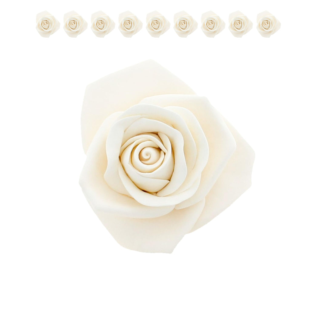 Peace Rose Sugar Flowers for Cake Decorating, by Global Sugar Art, Large, White