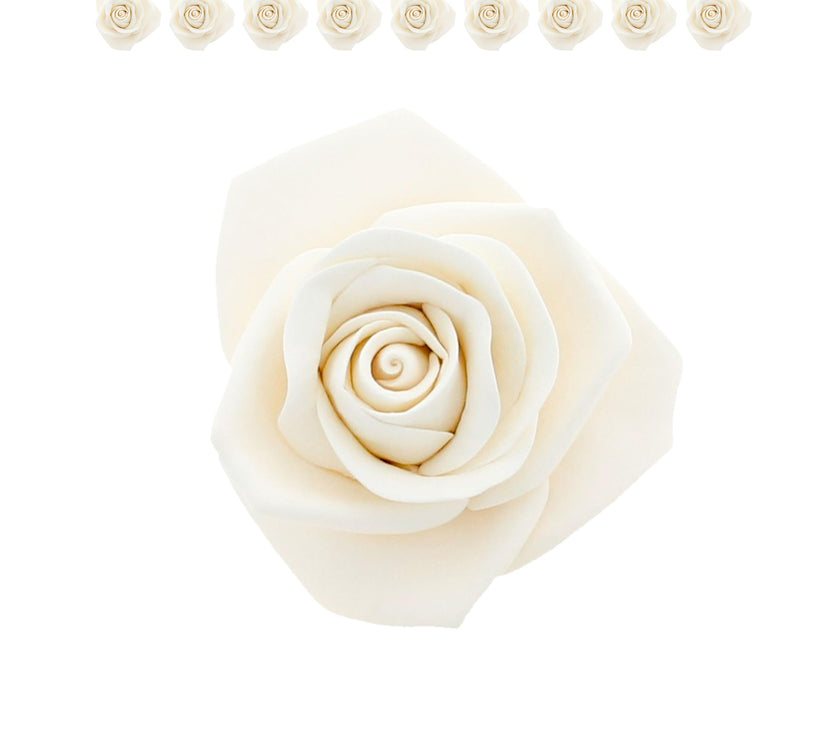 Peace Rose Sugar Flowers for Cake Decorating, by Global Sugar Art, Large, White