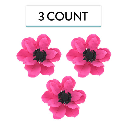 Hot Pink and Black Anemone, 3 Count