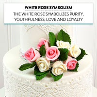 Shrub Rose Sugar Flowers for Cakes, by Global Sugar Art, Small, White