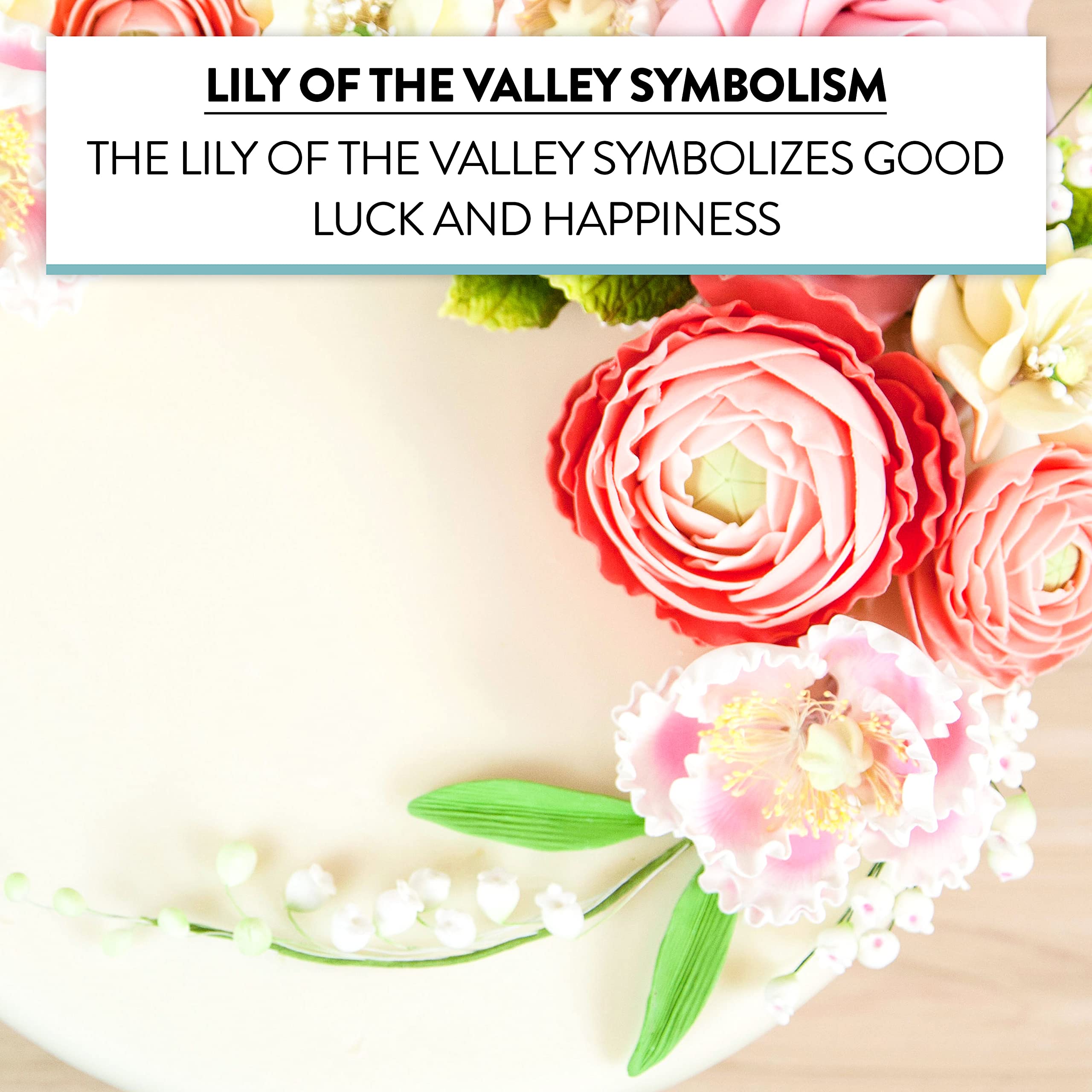 Lily of the Valley Sugar Cake Flower Spray with Leaves, by Global Sugar Art, White