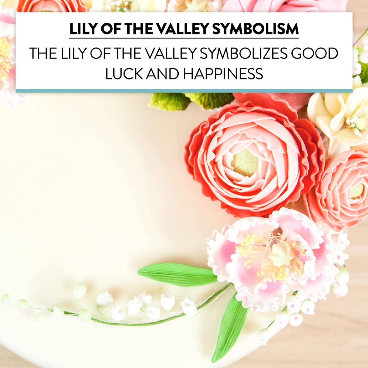 Lily of the Valley Sugar Cake Flower Spray with Leaves, by Global Sugar Art, White