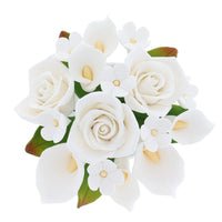 Wedding Cake Topper, White Calla Lily and Rose Bouquet, by Global Sugar Art