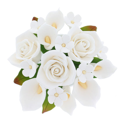 White Calla Lily and Rose Bouquet for Wedding Cakes, 1 Count