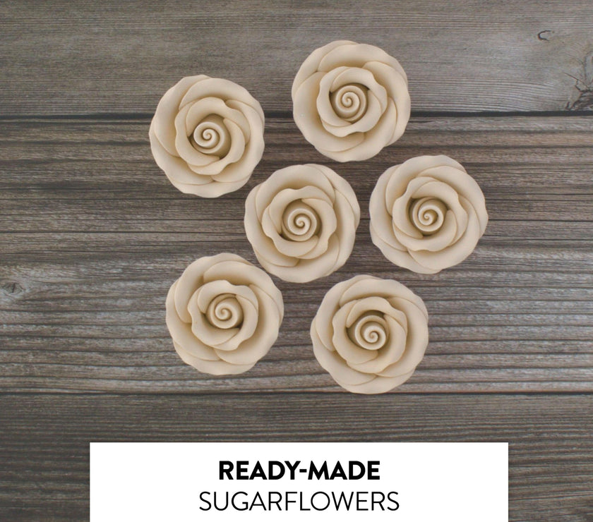 Premium Roses for Decorating Cakes and Cupcakes, by Global Sugar Art, Medium, Lavender Pink Yellow Peach