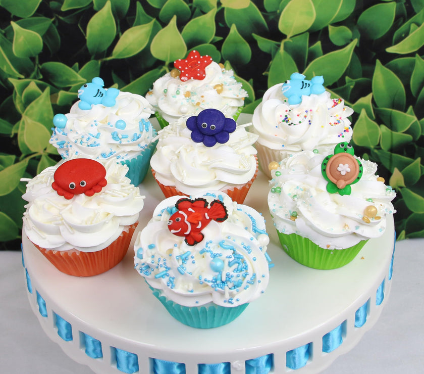 Under the Sea Royal Icing Decorations for Birthday Cakes, Cupcakes and Cookies, by Global Sugar Art