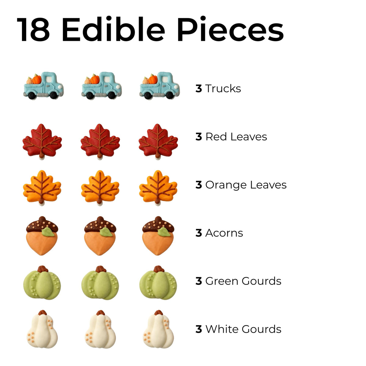 Fall cupcake toppers - maple leaf, pumpkin and acorn detail