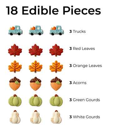 Fall cupcake toppers - maple leaf, pumpkin and acorn detail