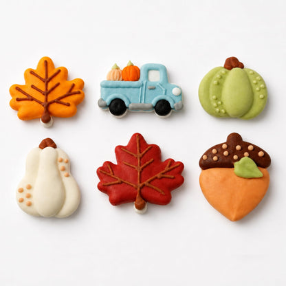 Fall Cupcake Toppers Autumn Harvest Pack - 6 edible royal icing designs