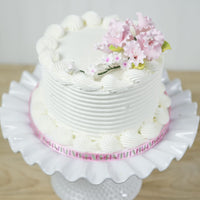 Flower Blossom Spray, Gum Paste Sugar Flowers for Cake Decorating, White Cherry Blossoms with Leaves