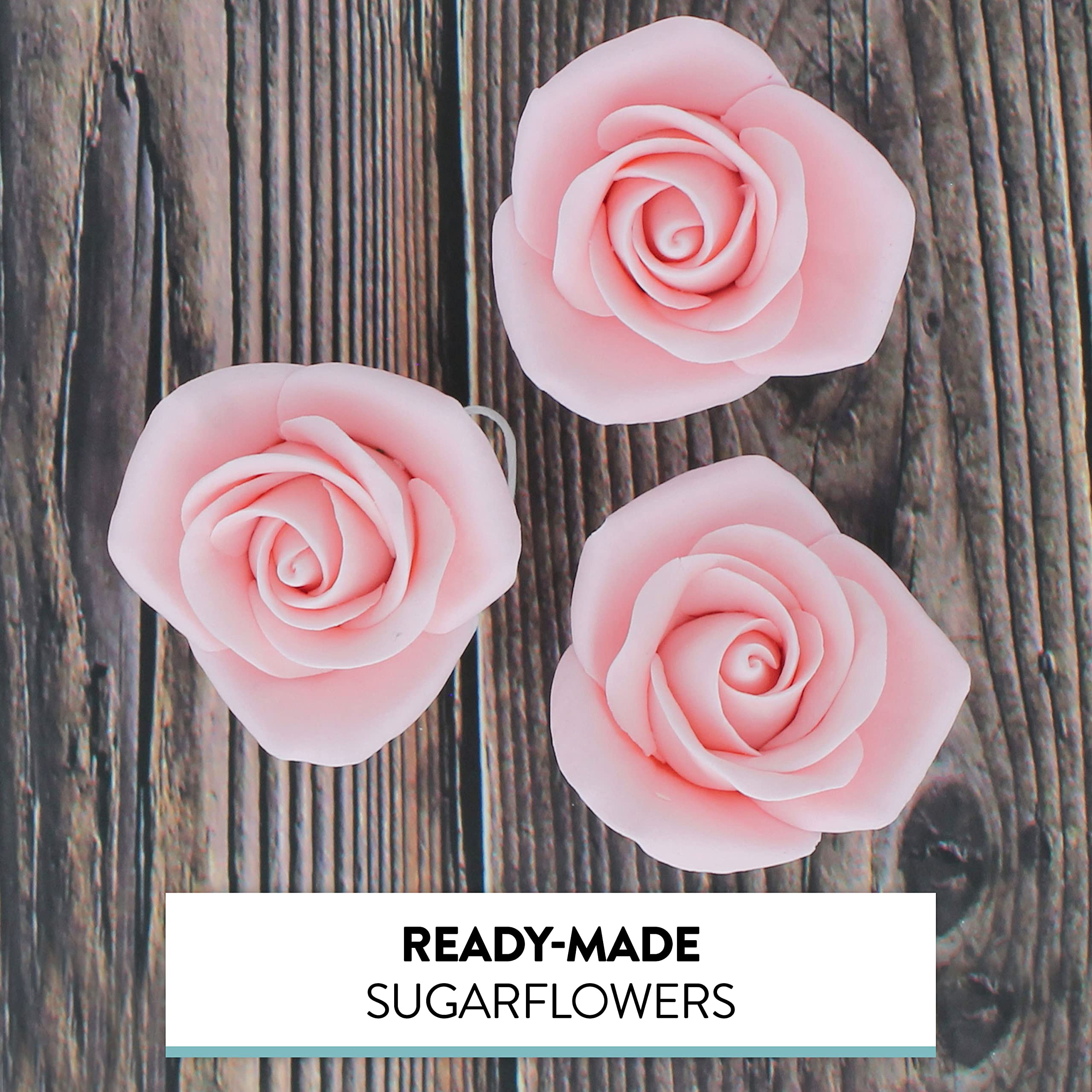Peace Rose Sugar Flowers for Cake Decorating, by Global Sugar Art, Medium, Pink