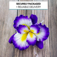 Dutch Iris Sugar Cake Flower, Cake Topper by Global Sugar Art, Purple
