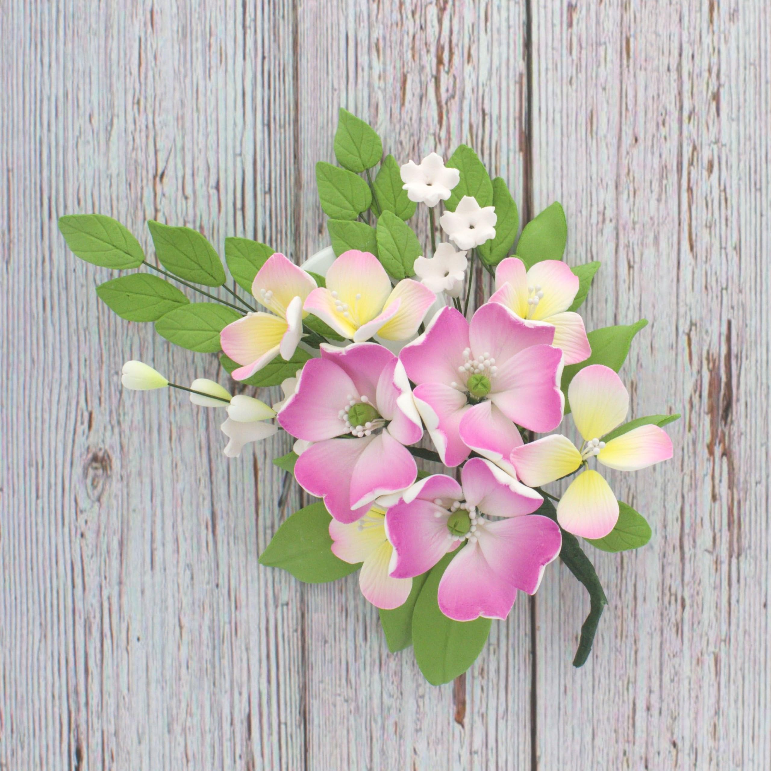 Impatiens Sugar Cake Flower Spray, by Global Sugar Art, Pink, 1 Count