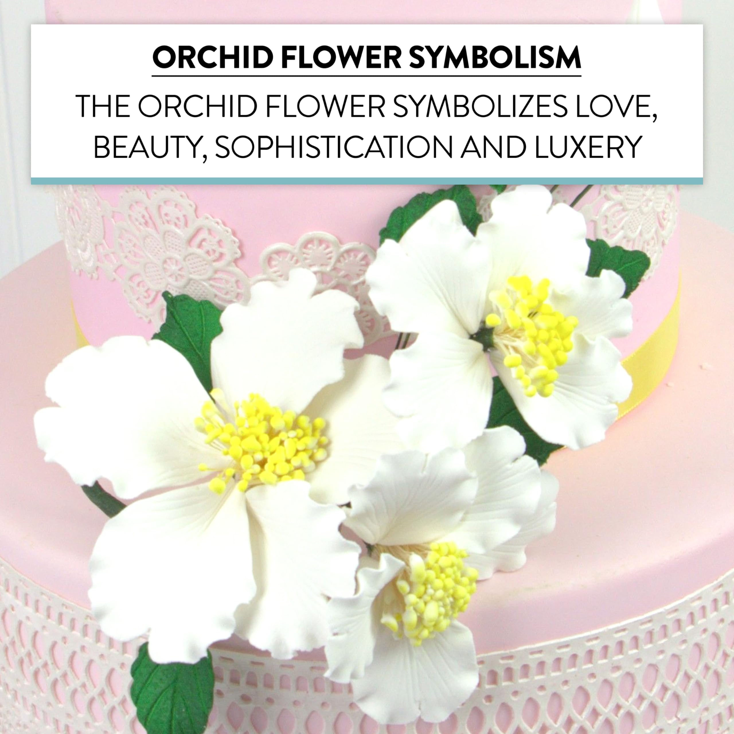 Orchid Sugar Cake Flowers, Camellia Orchid Spray, by Global Sugar Art, White