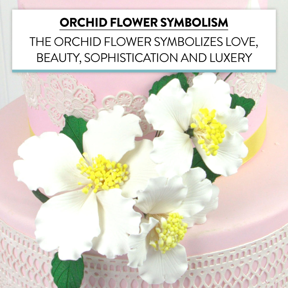 Orchid Sugar Cake Flowers, Camellia Orchid Spray, by Global Sugar Art, White