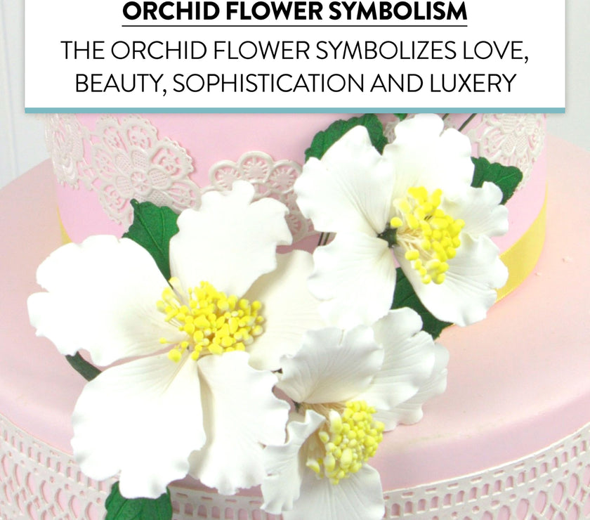 Orchid Sugar Cake Flowers, Camellia Orchid Spray, by Global Sugar Art, White