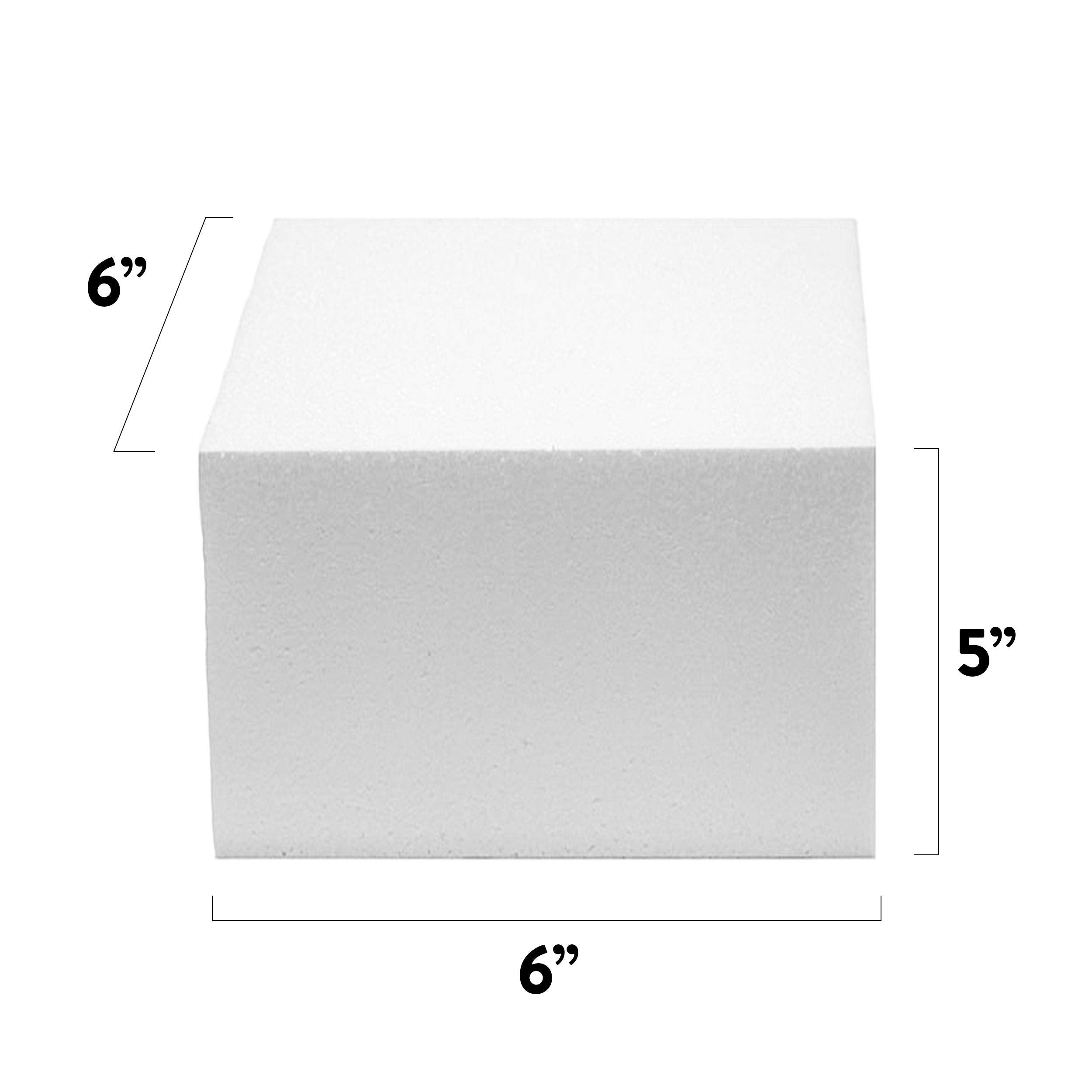 6x6 Inch Square Cake Dummy – Styrofoam Fake Cake for Decorating, Display & Practice, by Global Sugar Art