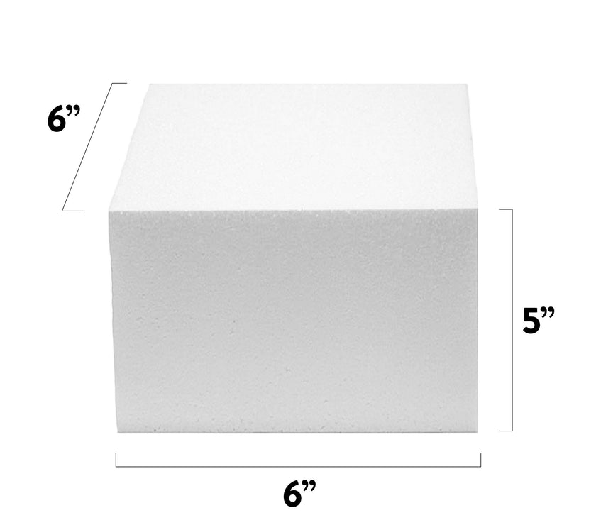 6x6 Inch Square Cake Dummy – Styrofoam Fake Cake for Decorating, Display & Practice, by Global Sugar Art