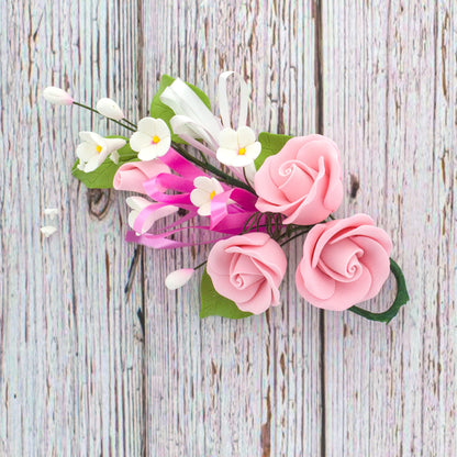 Pink Petite Rose Spray with Ribbon, 2 Count