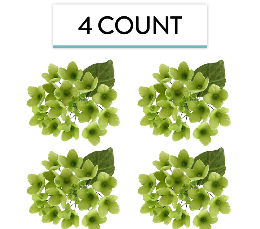 Hydrangea Blossoms Sprays, Sugar Cake Flowers by Global Sugar Art, 4 Count, Green