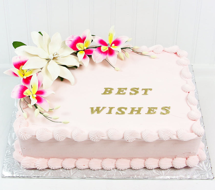 Orchid Sugar Cake Flower Sprays, Deep Pink and Yellow Double Orchid Spray, by Global Sugar Art