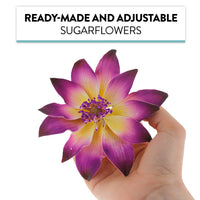 Tranquil Water Flowers, Decorative Sugar Cake Flowers by Global Sugar Art, 3 Count, Purple