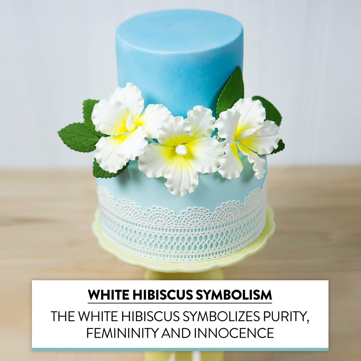 Hibiscus Sugar Cake Flowers, White and Yellow Tropical Sugar Flowers, by Global Sugar Art