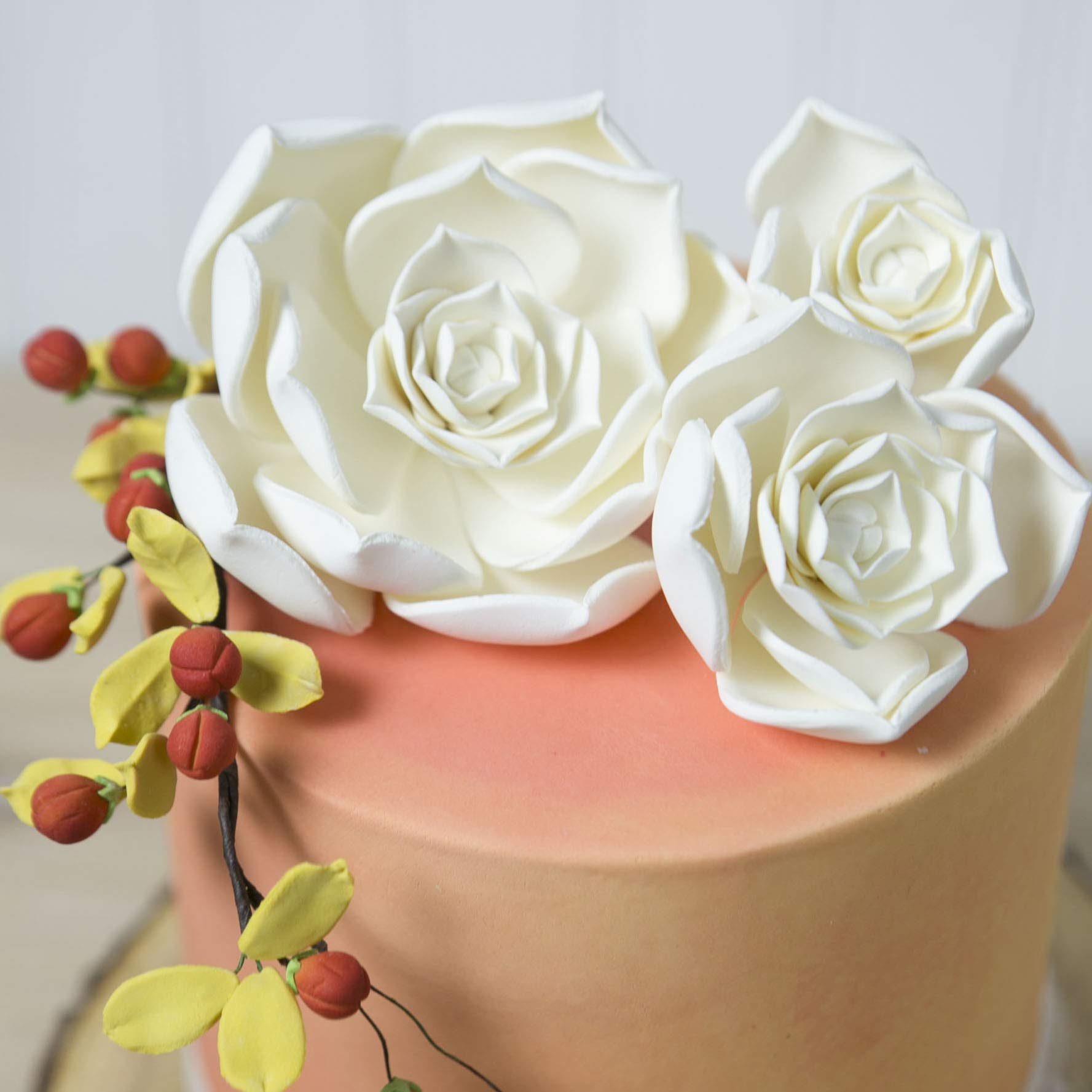 Global Sugar Art Succulent Taurus Sugar Cake Flowers Assortment White with Wire, 3 Count by Chef Alan Tetreault