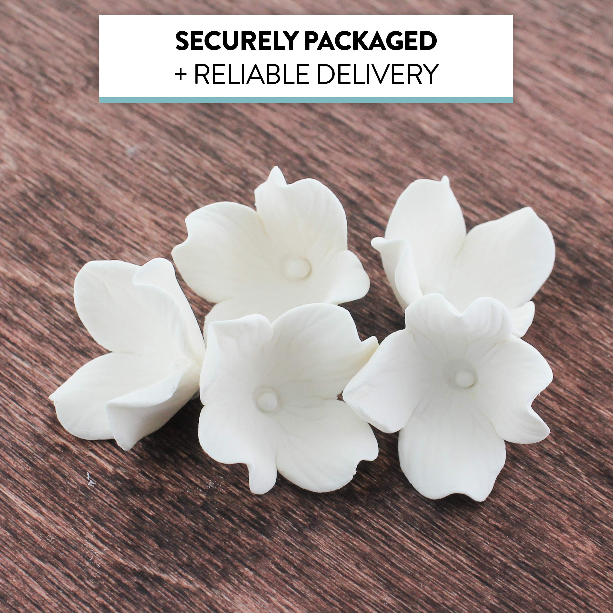 Hydrangea Sugar Flower Cake Decorations by Global Sugar Art, White