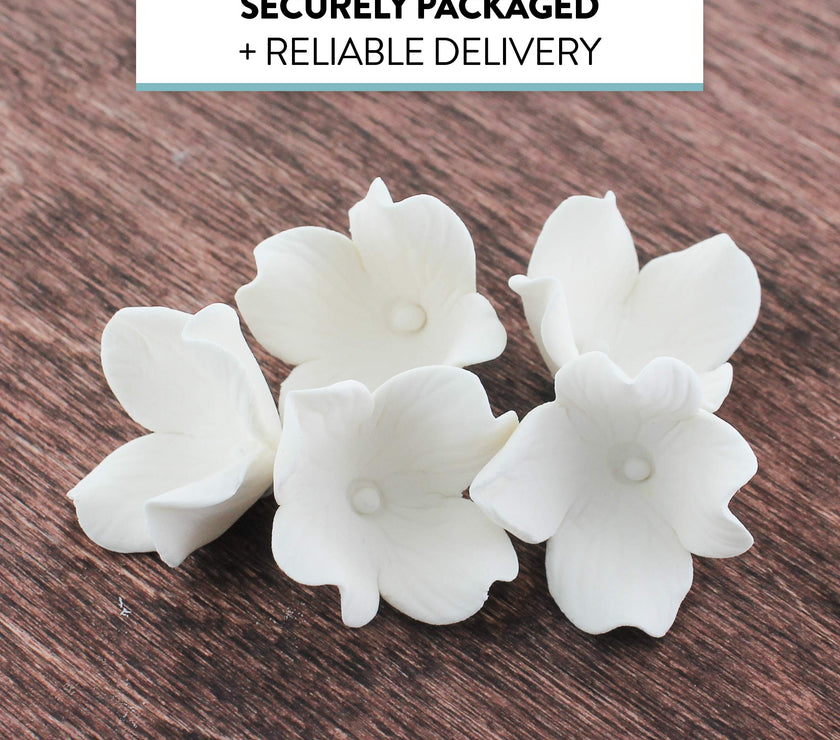 Hydrangea Sugar Flower Cake Decorations by Global Sugar Art, White