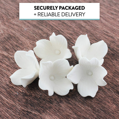 White Hydrangea Flowers, Unwired, 1-inch