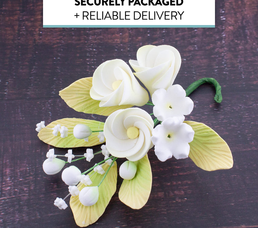 Tropical Cake Topper Frangipani Spray Gum Paste Flower by Global Sugar Art, Small