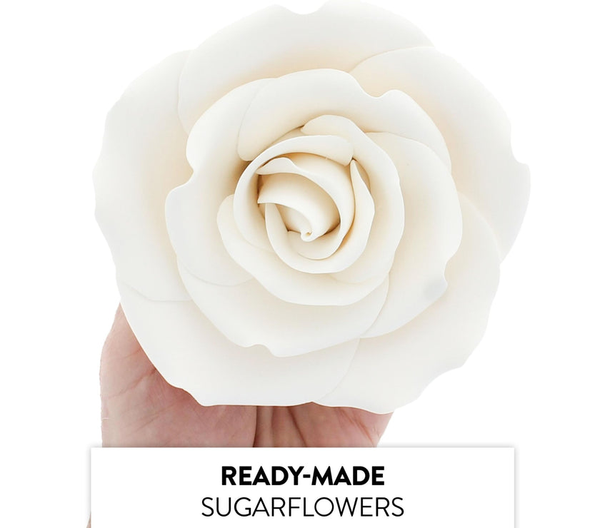 Jumbo Rose Sugar Cake Flowers by Global Sugar Art, White