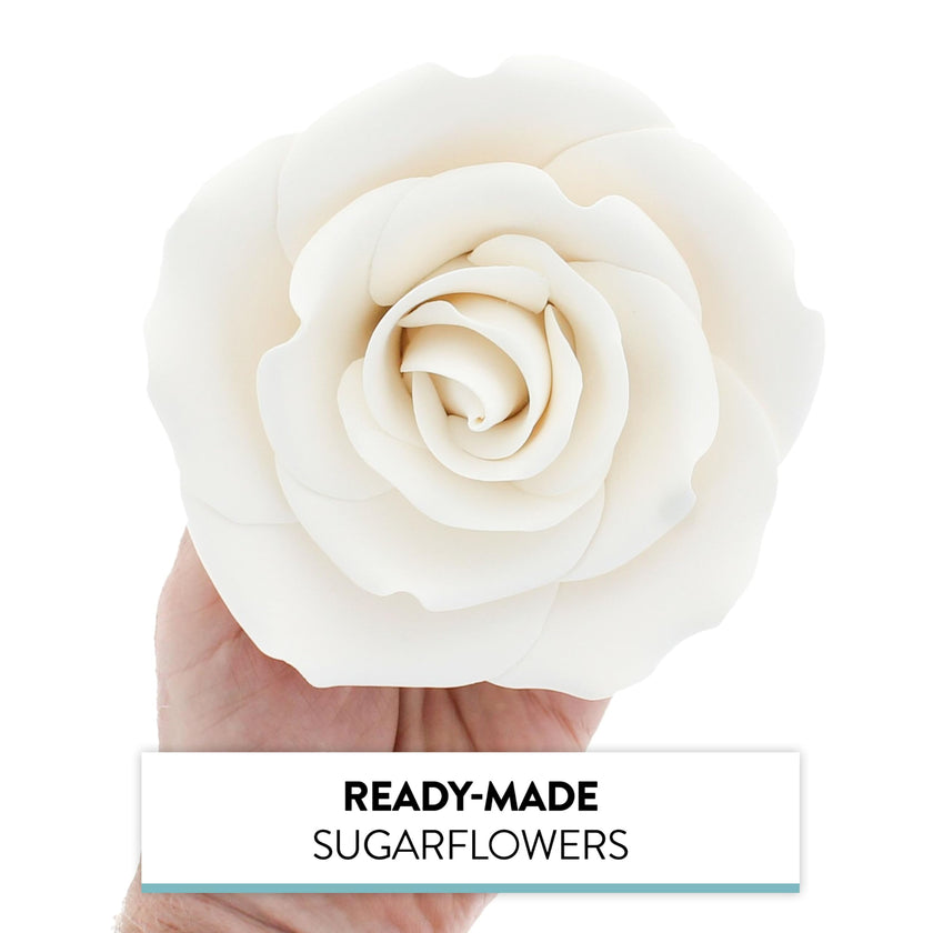 Jumbo Rose Sugar Cake Flowers by Global Sugar Art, White