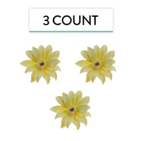 Tranquil Water Flowers, Decorative Sugar Cake Flowers by Global Sugar Art, 3 Count, Yellow