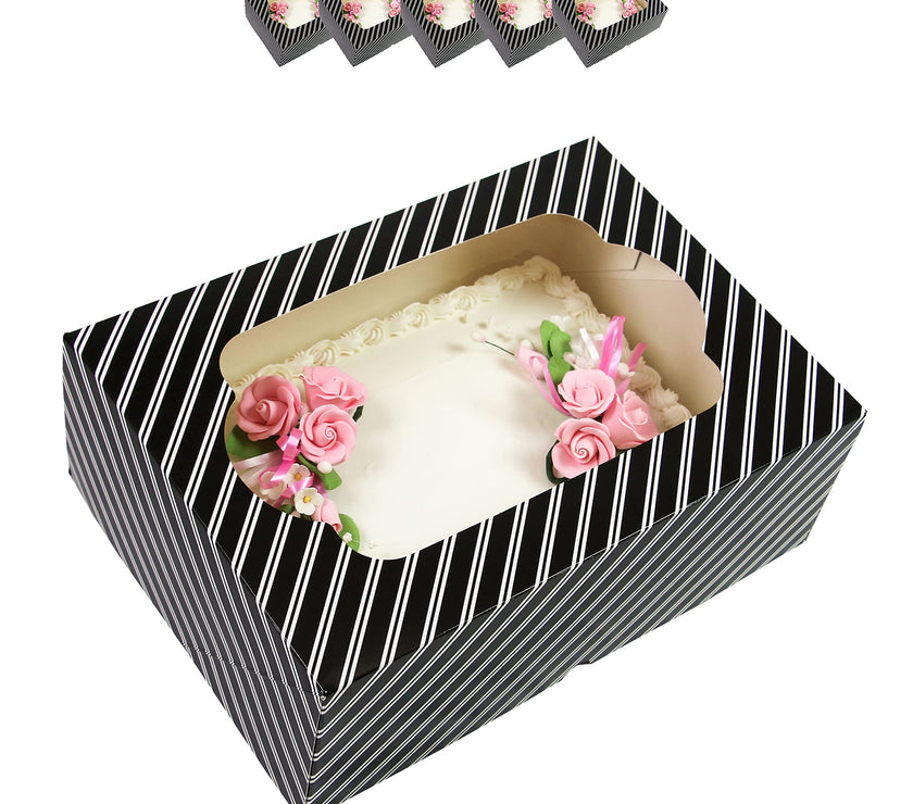 Global Sugar Art Quarter Sheet Cake Box with Window, Auto Popup, 14 x 10 x 4 Inches