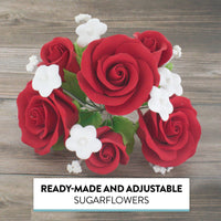 Rose Bouquet Cake Decoration, Elegant Garden Rose Cake Topper, by Global Sugar Art, Red
