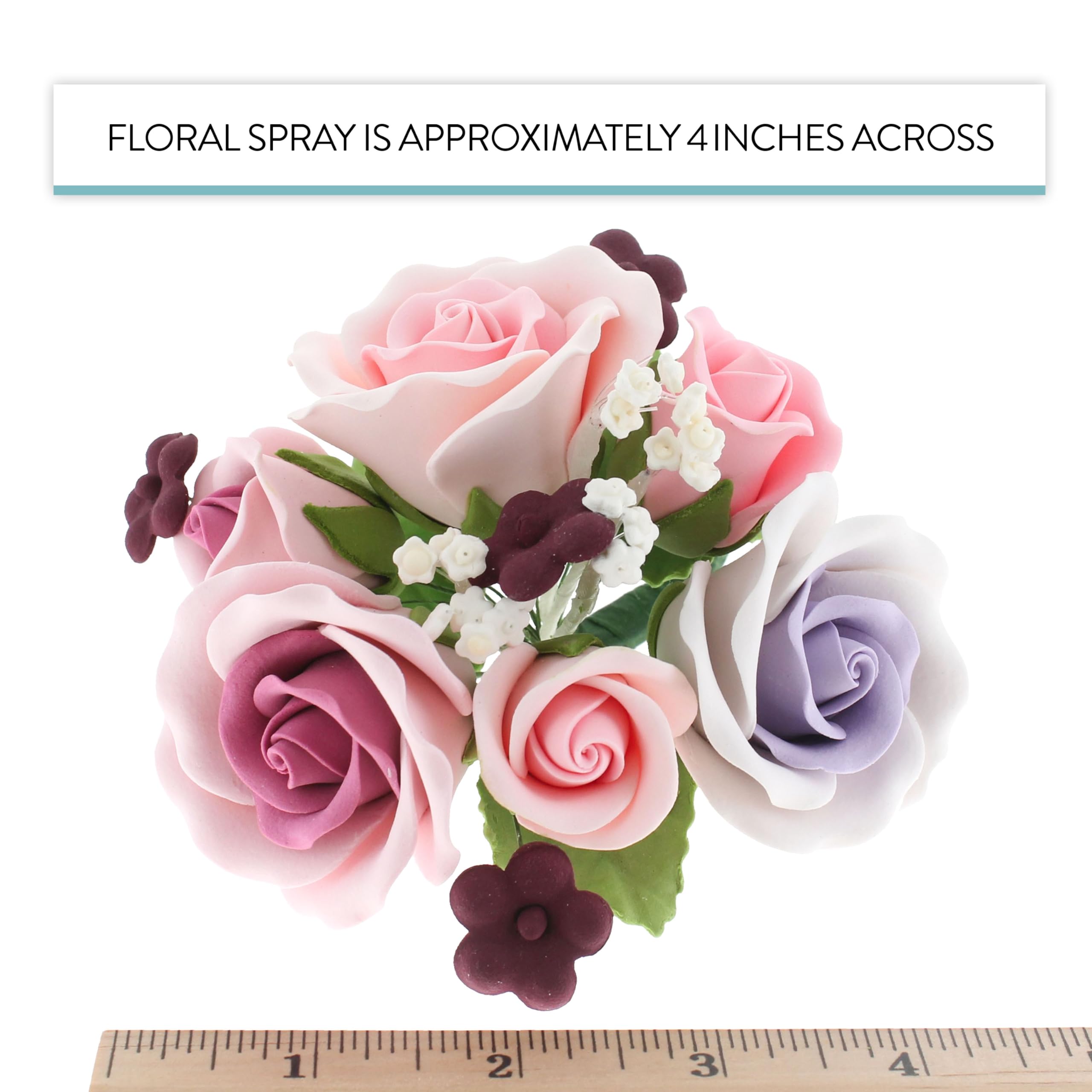 Rose Bouquet Cake Decoration, Elegant Garden Rose Cake Topper, by Global Sugar Art, Pink and Lavender