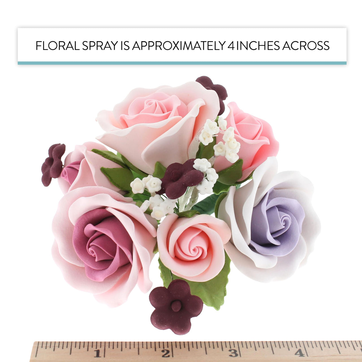 Rose Bouquet Cake Decoration, Elegant Garden Rose Cake Topper, by Global Sugar Art, Pink and Lavender